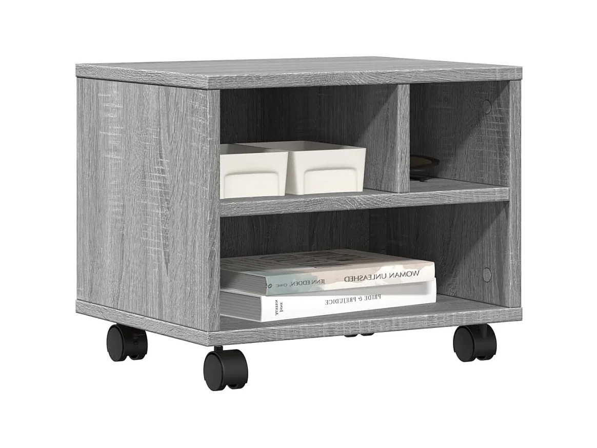 Printerstandaard met wielen sonoma grijs 41x32x34,5 cm