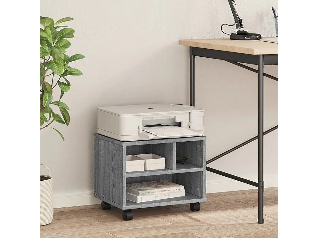 Support d'imprimante avec roulettes sonoma gris 41x32x34,5 cm