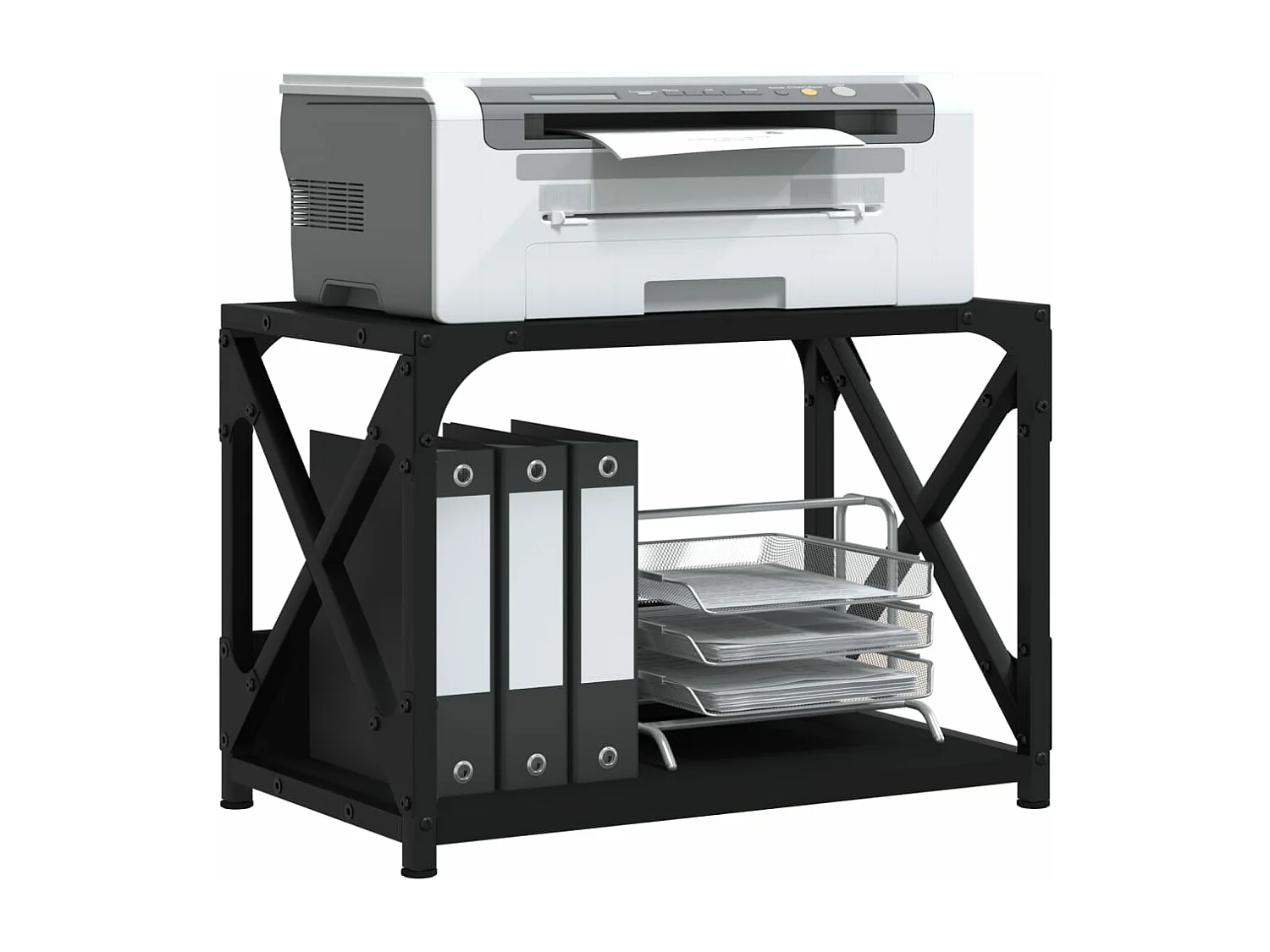 Supporto stampante 2 livelli nero 44x26x31,5 cm