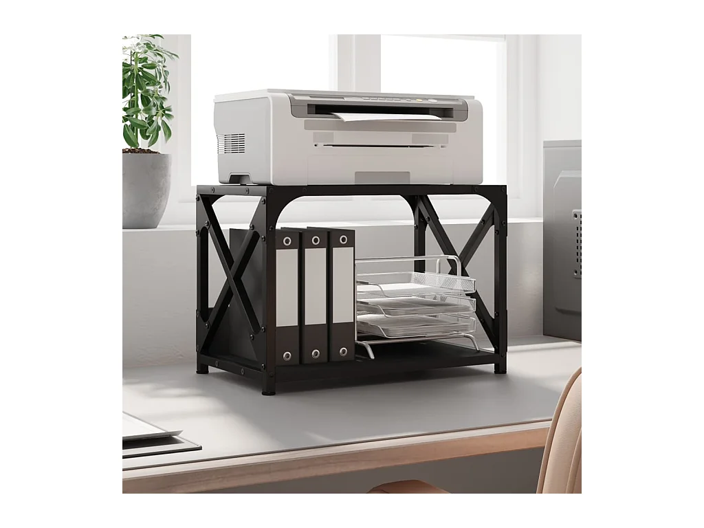 Support d'imprimante 2 niveaux noir 44x26x31,5 cm