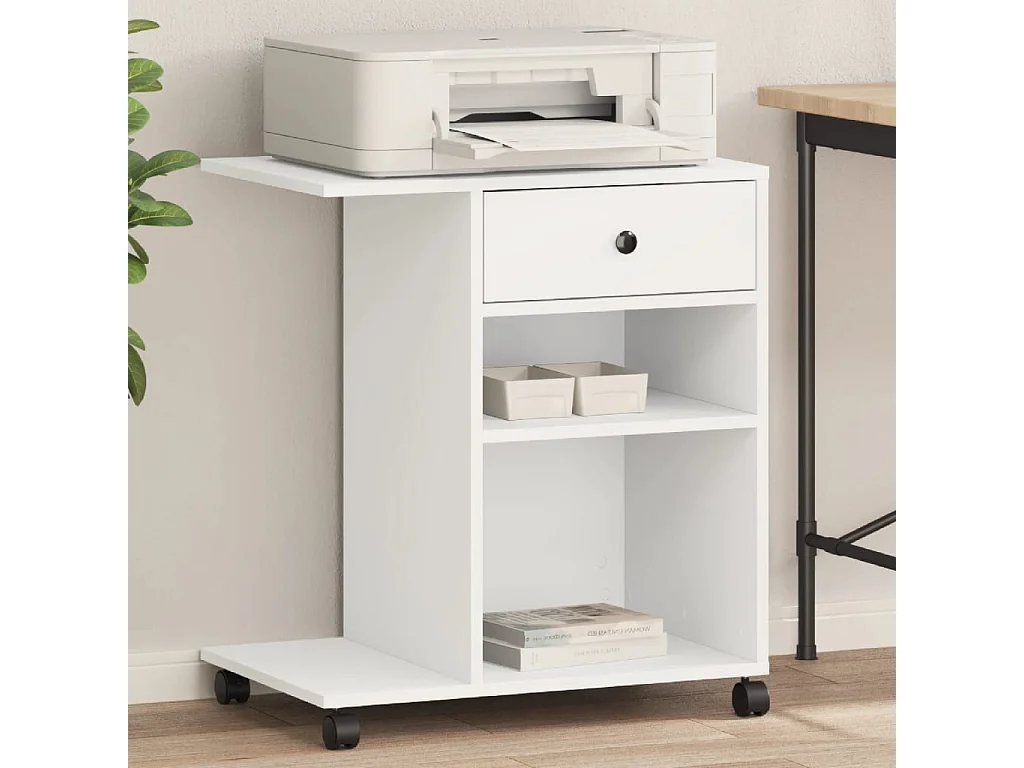 Support d'imprimante avec roulettes blanc 60x40x68,5 cm