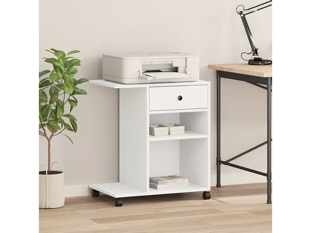 Support d'imprimante avec roulettes blanc 60x40x68,5 cm