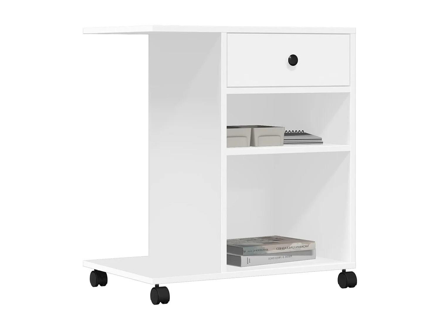 Support d'imprimante avec roulettes blanc 60x40x68,5 cm