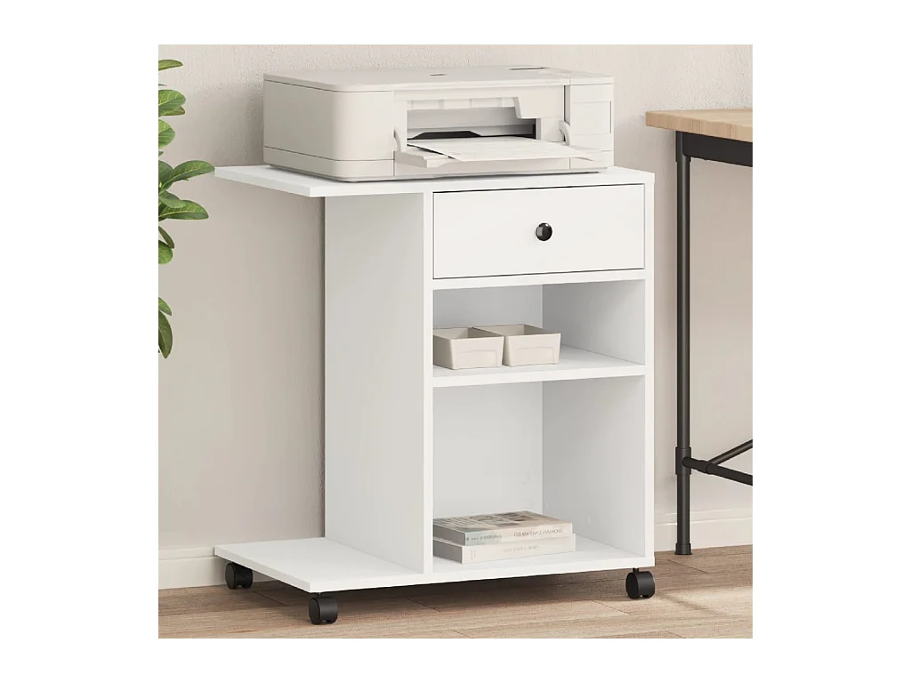 Support d'imprimante avec roulettes blanc 60x40x68,5 cm