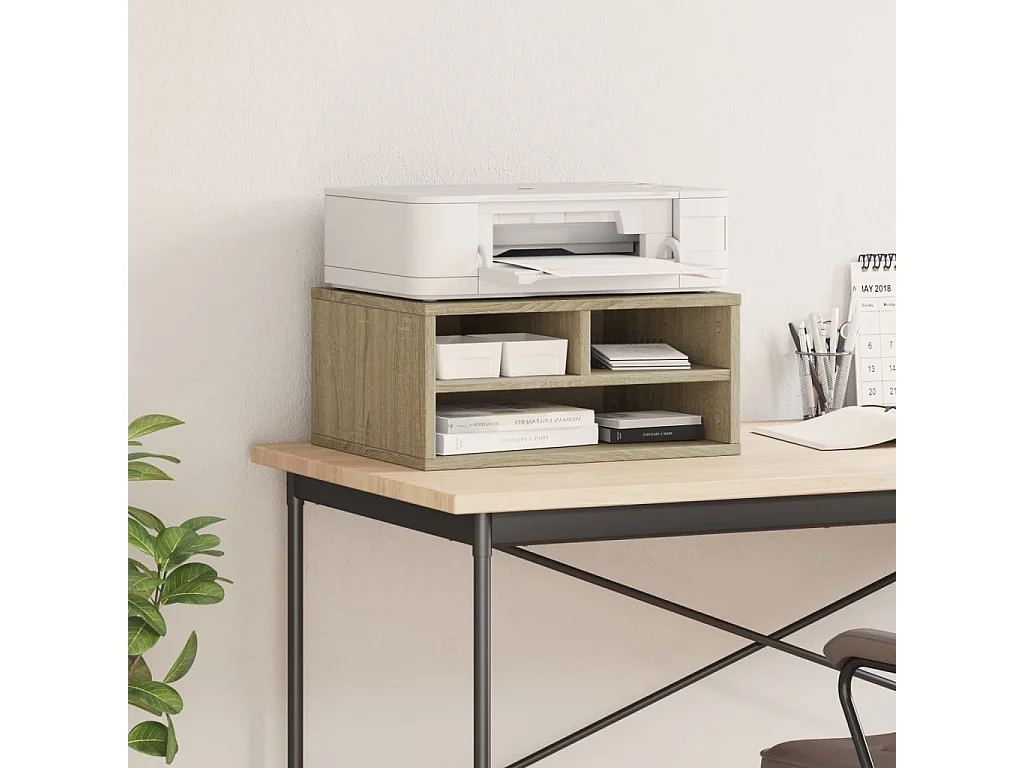 Soporte para impresora roble Sonoma 49x40x22,5 cm madera contrachapada