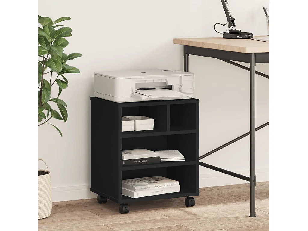 Support d'imprimante avec roulettes noir 41x32x48 cm