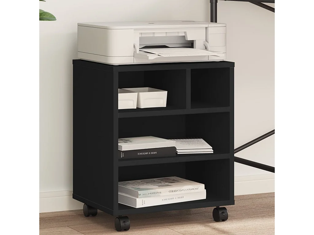 Support d'imprimante avec roulettes noir 41x32x48 cm