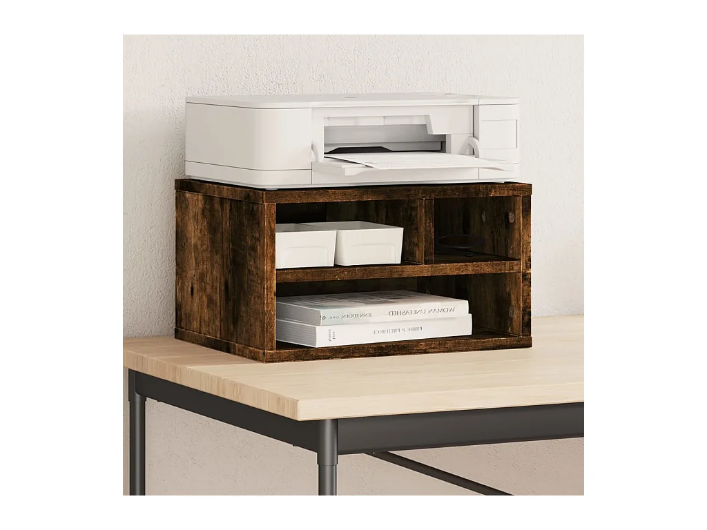 Support d'imprimante chêne fumé 40x32x22,5 cm bois d'ingénierie