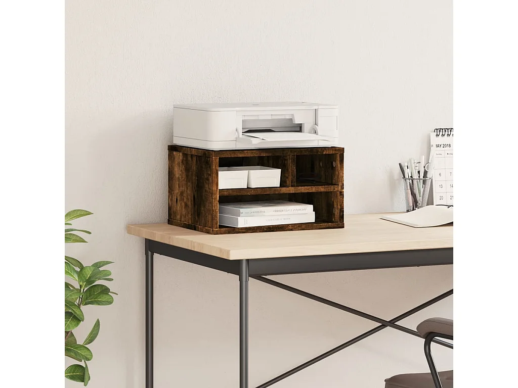 Support d'imprimante chêne fumé 40x32x22,5 cm bois d'ingénierie
