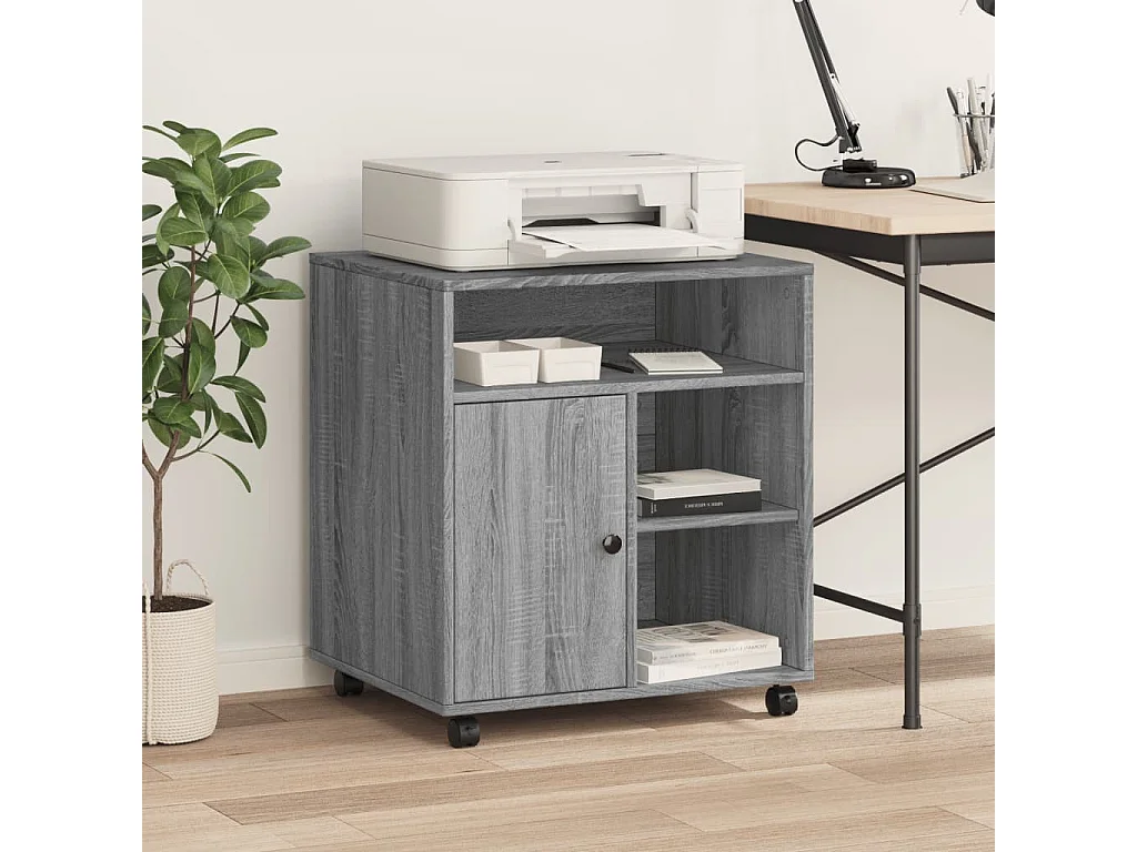 Support d'imprimante avec roulettes sonoma gris 60x50x67 cm