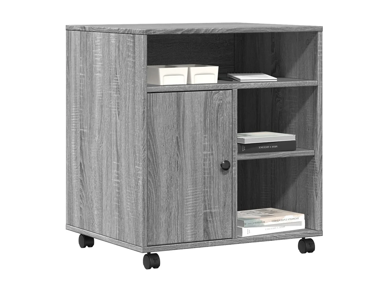 Support d'imprimante avec roulettes sonoma gris 60x50x67 cm