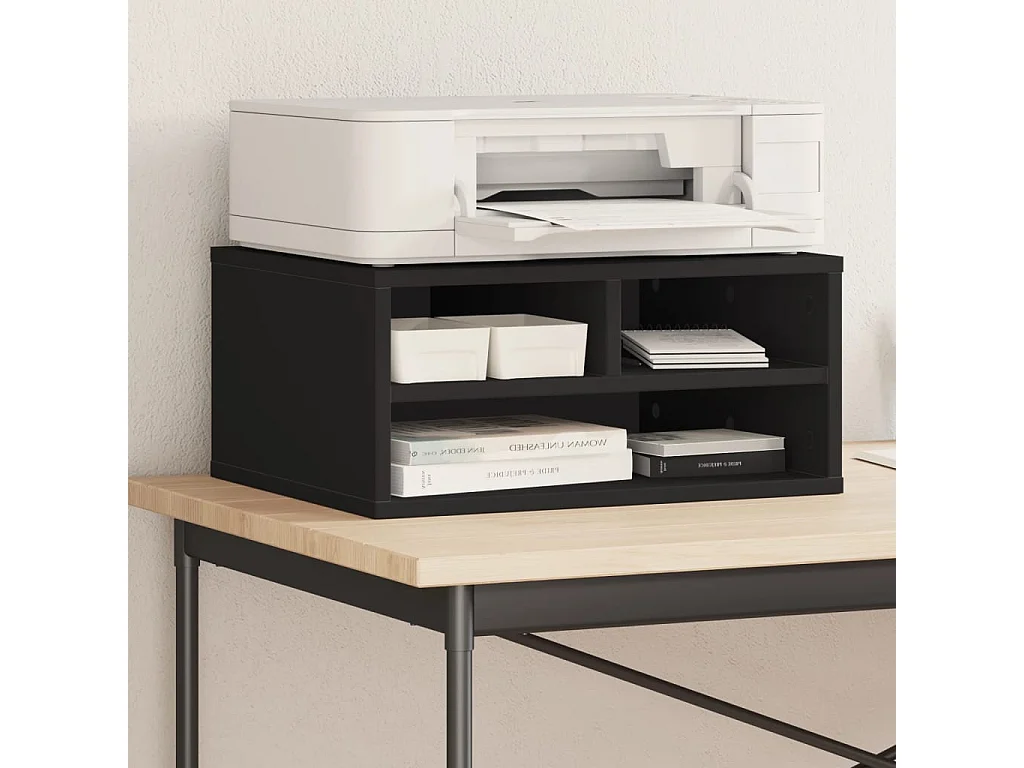 Support d'imprimante noir 49x40x22,5 cm bois d'ingénierie