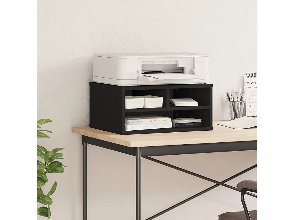 Support d'imprimante noir 49x40x22,5 cm bois d'ingénierie