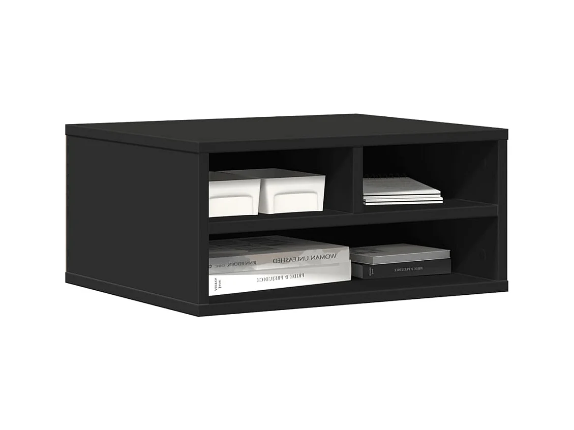 Zwarte printersteun 49x40x22,5 cm samengesteld hout