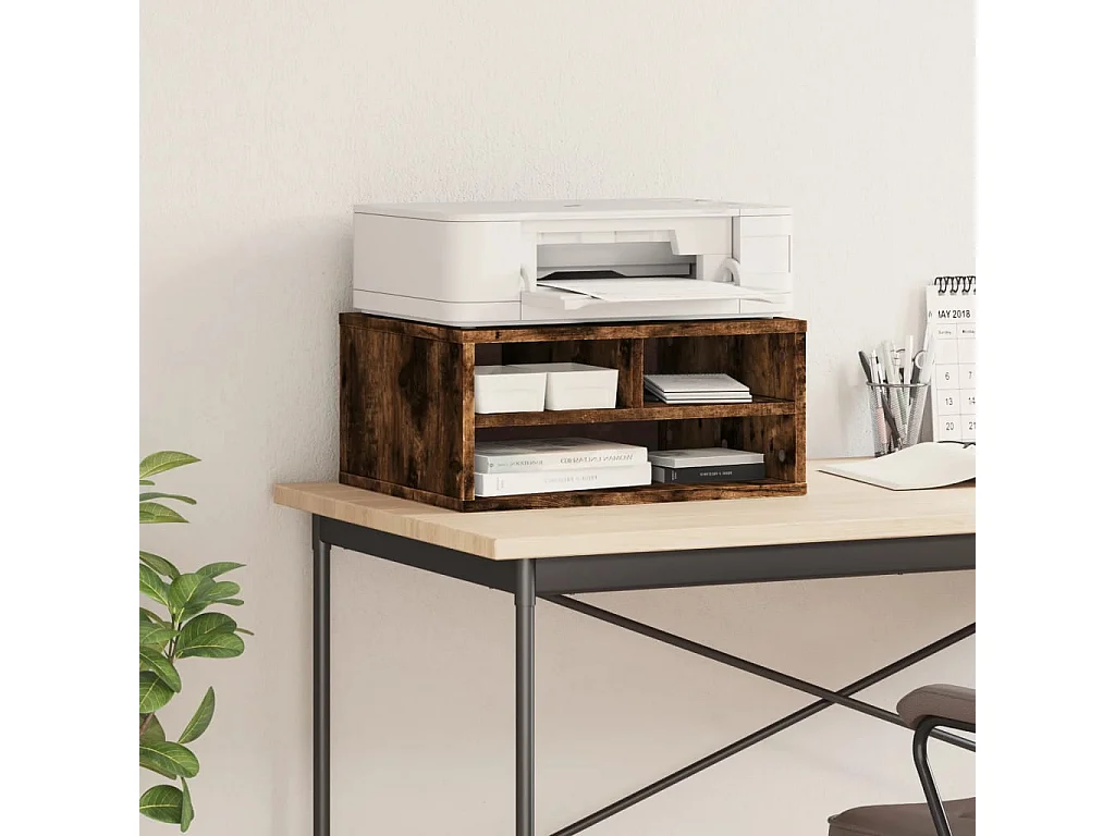 Support d'imprimante chêne fumé 49x40x22,5 cm bois d'ingénierie
