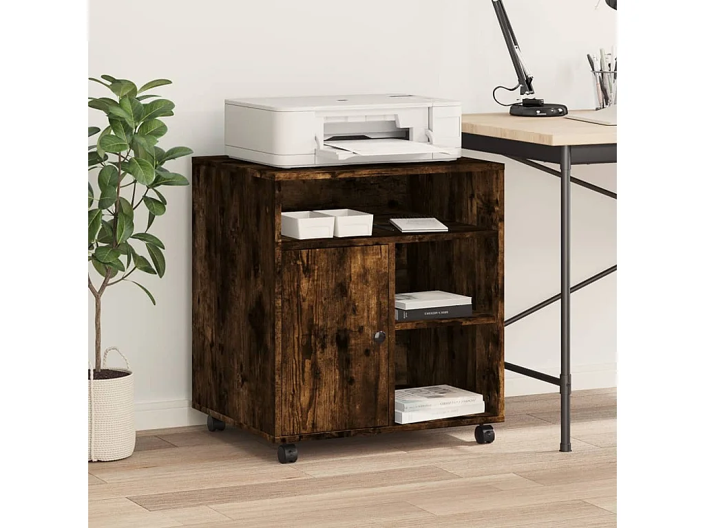 Support d'imprimante avec roulettes chêne fumé 60x50x67 cm