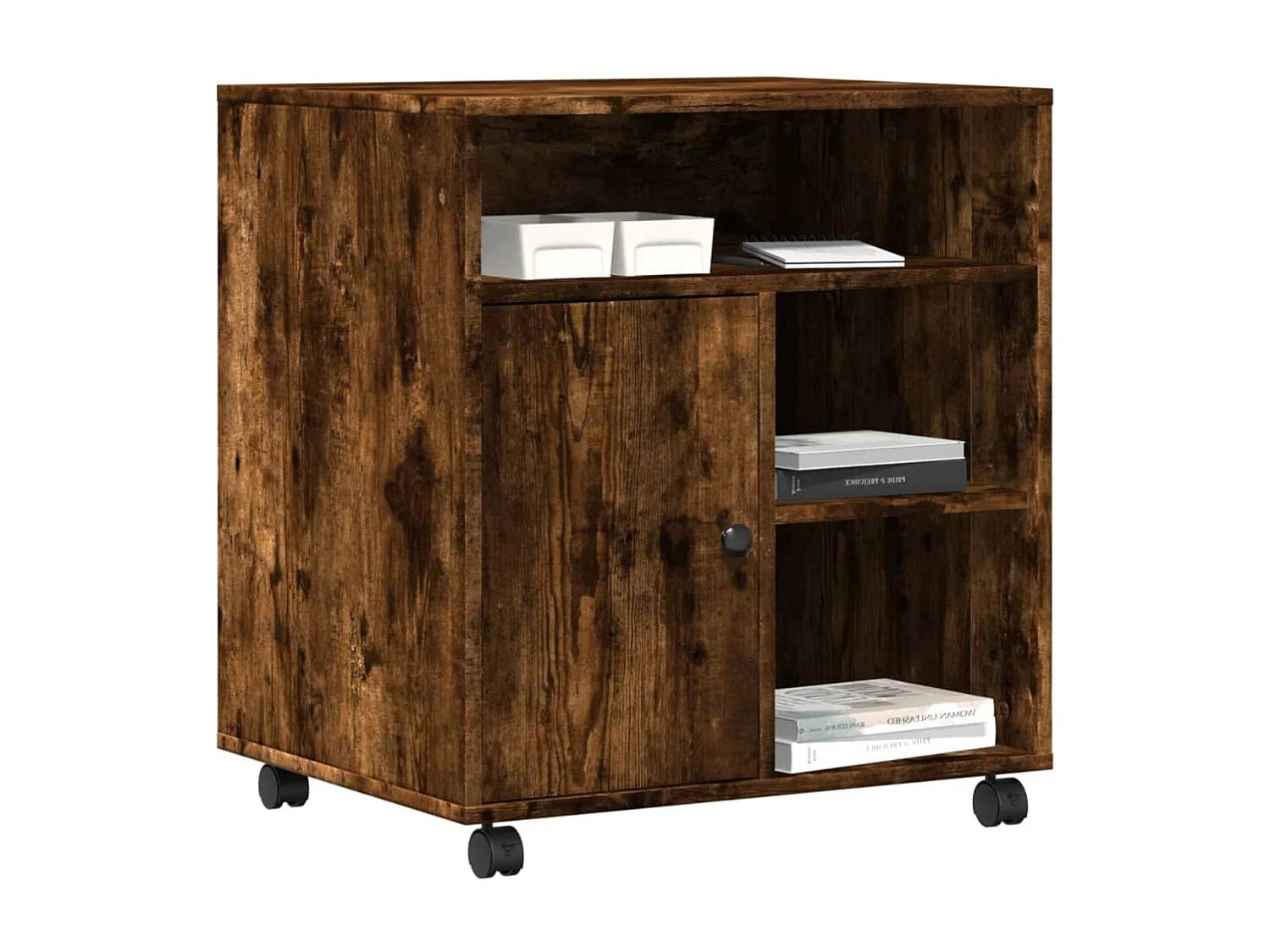 Support d'imprimante avec roulettes chêne fumé 60x50x67 cm