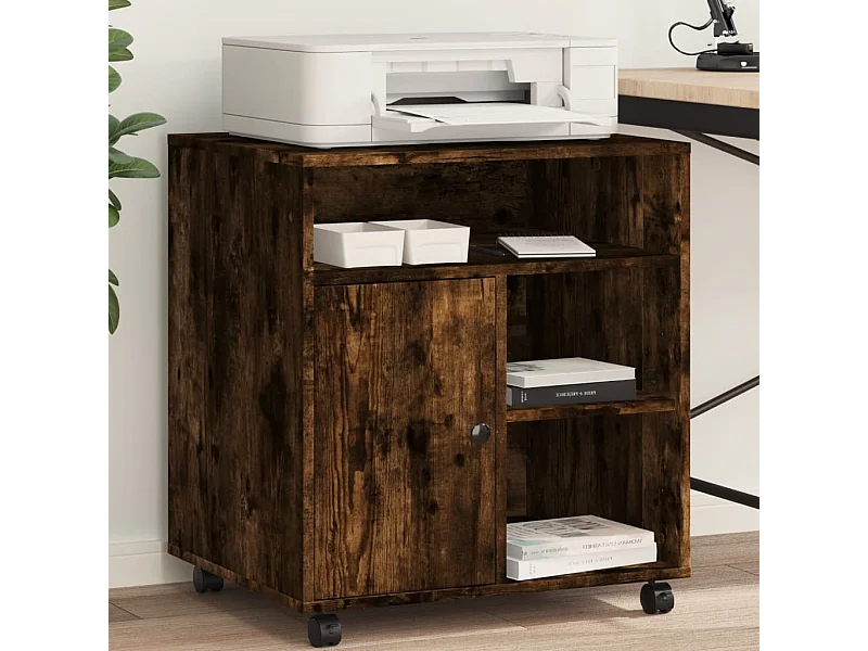 Druckerständer mit Rädern, geräucherte Eiche, 60 x 50 x 67 cm