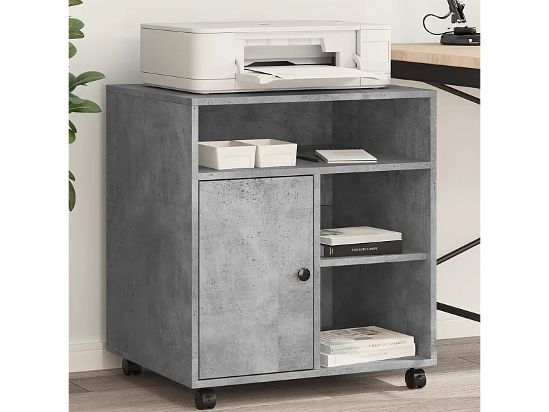 Soporte para impresora con ruedas hormigón gris 60x50x67 cm