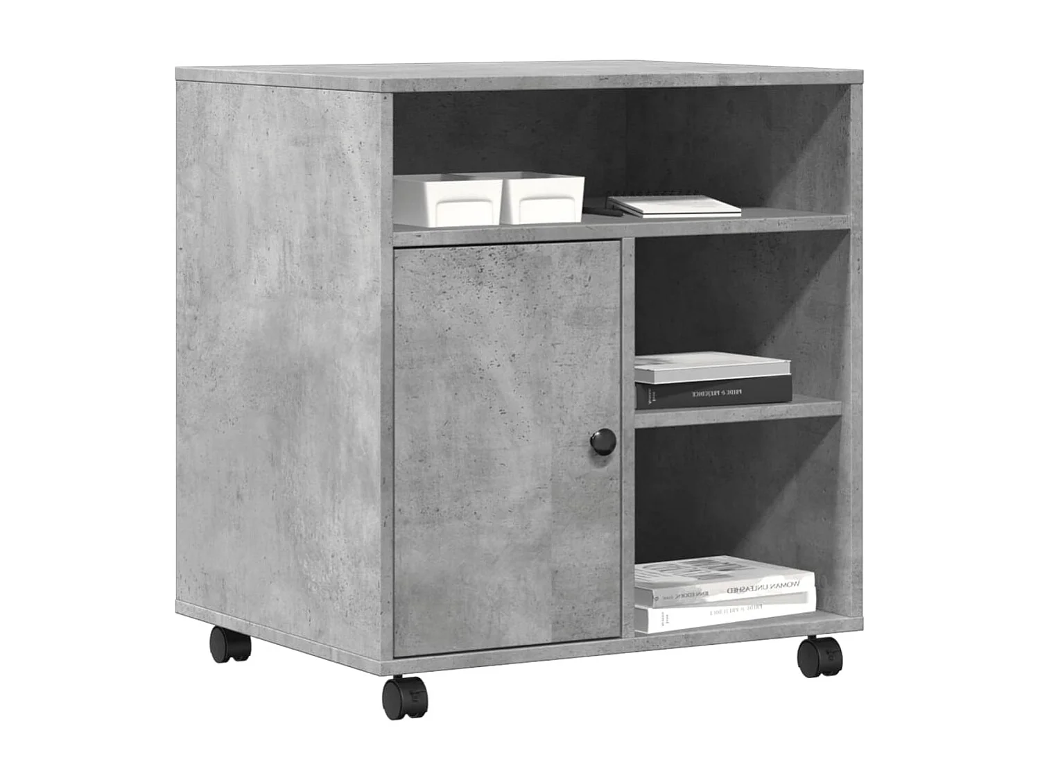 Support d'imprimante avec roulettes gris béton 60x50x67 cm