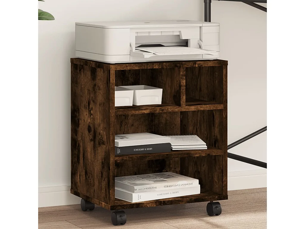 Soporte para impresora con ruedas roble ahumado 41x32x48 cm