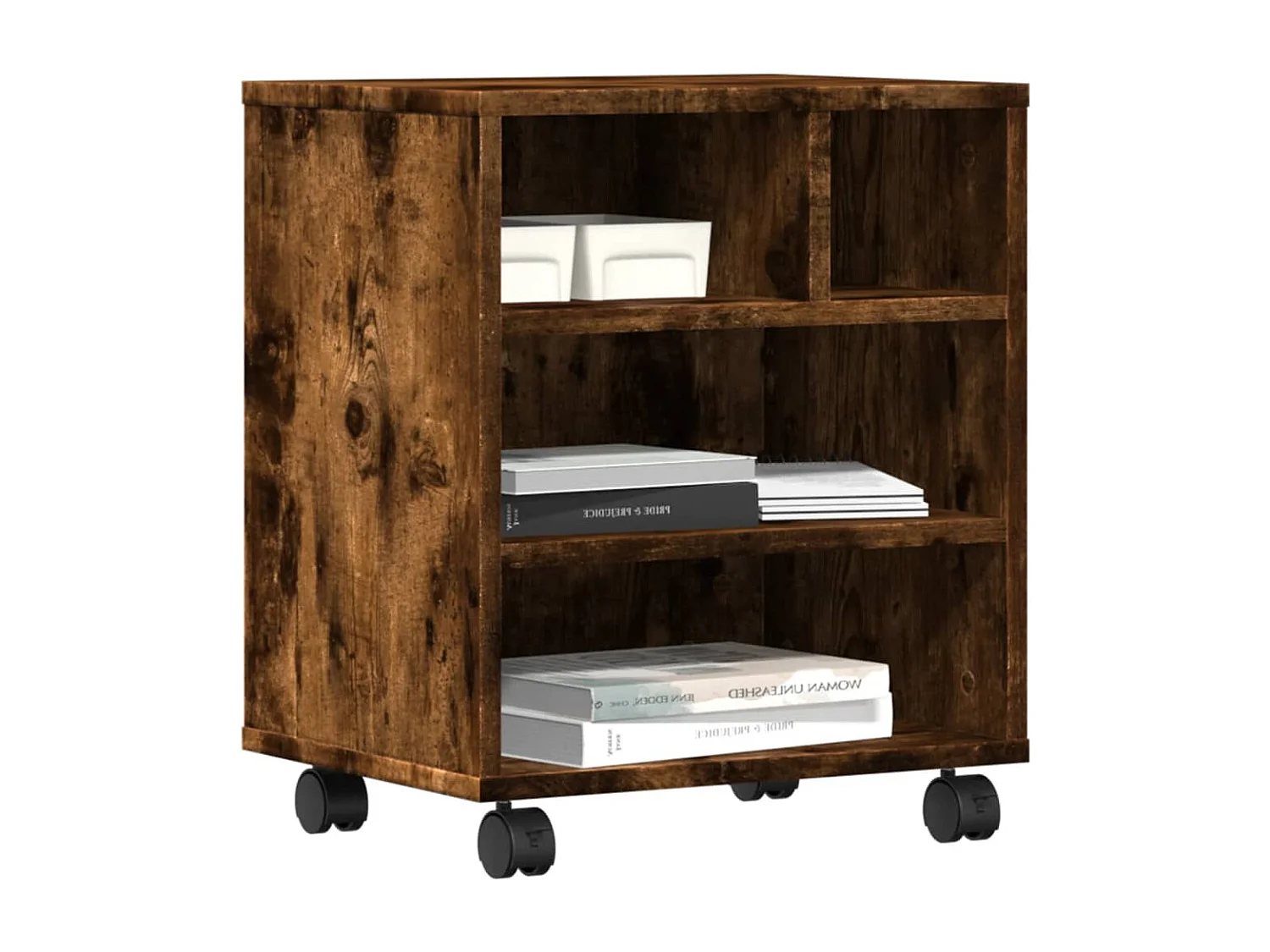 Soporte para impresora con ruedas roble ahumado 41x32x48 cm