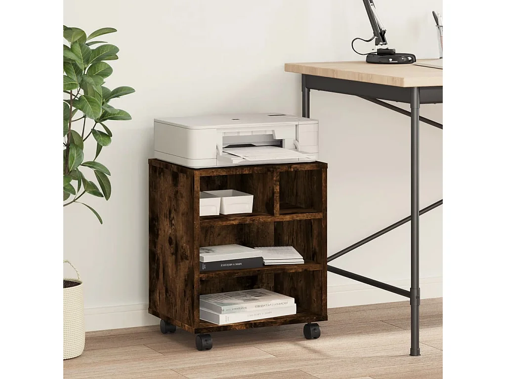 Supporto per stampante con ruote rovere affumicato 41x32x48 cm