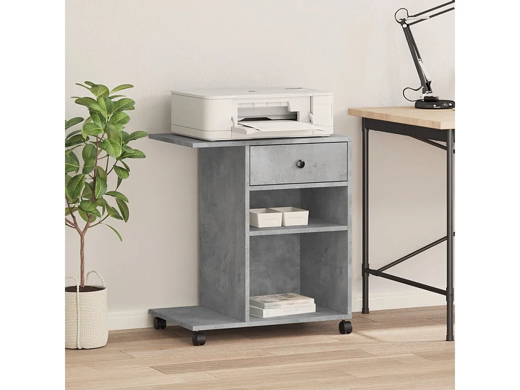 Soporte para impresora con ruedas hormigón gris 60x40x68,5 cm