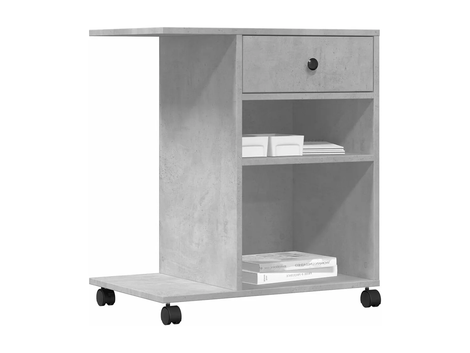 Support d'imprimante avec roulettes gris béton 60x40x68,5 cm
