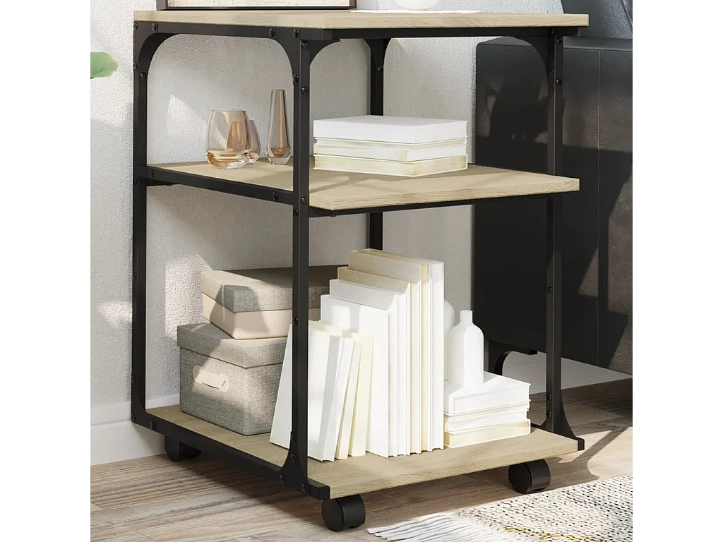 Support d'imprimante à 3 niveaux chêne sonoma 43x48x64 cm