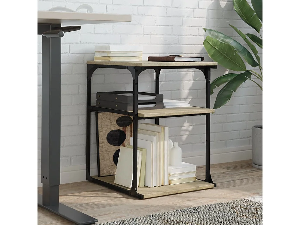 Support d'imprimante à 3 niveaux chêne sonoma 43x48x64 cm