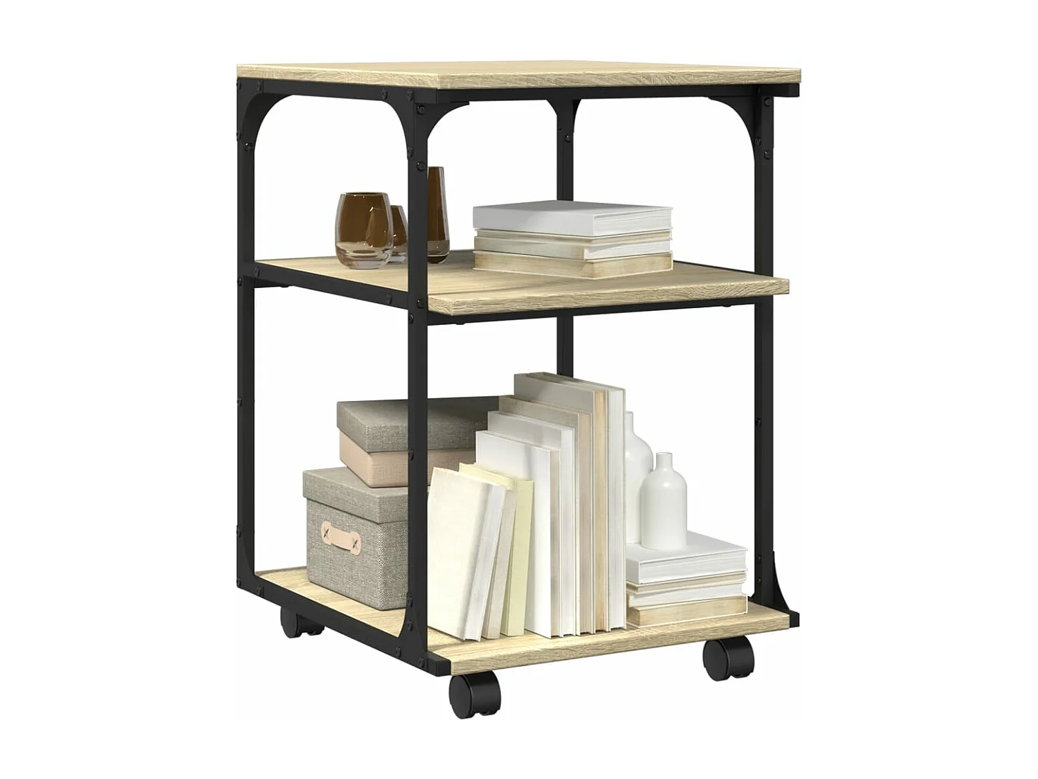 Support d'imprimante à 3 niveaux chêne sonoma 43x48x64 cm