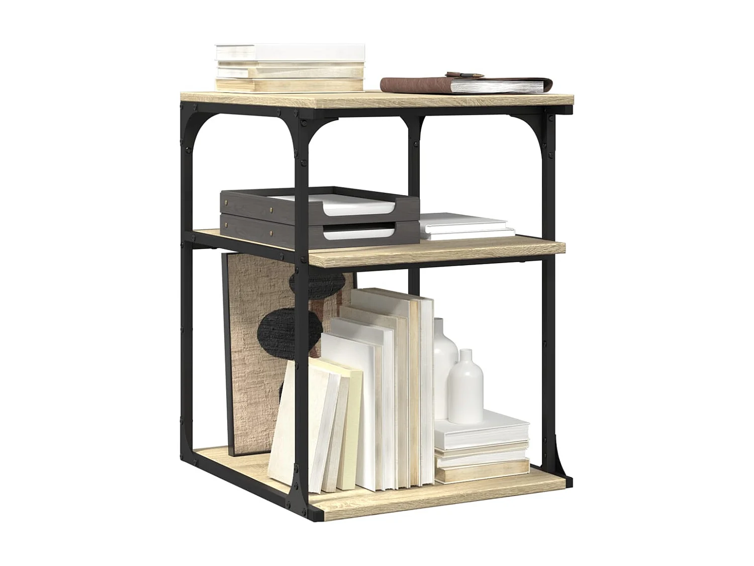 Support d'imprimante à 3 niveaux chêne sonoma 43x48x64 cm