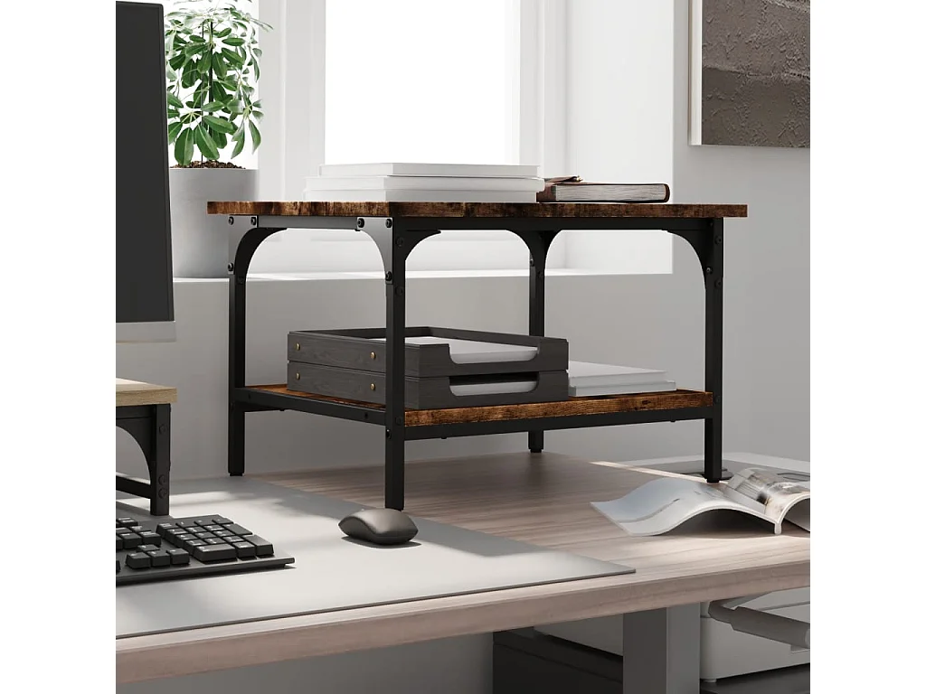 Suporte para impressora de 2 níveis carvalho fumê 50x40x38 cm