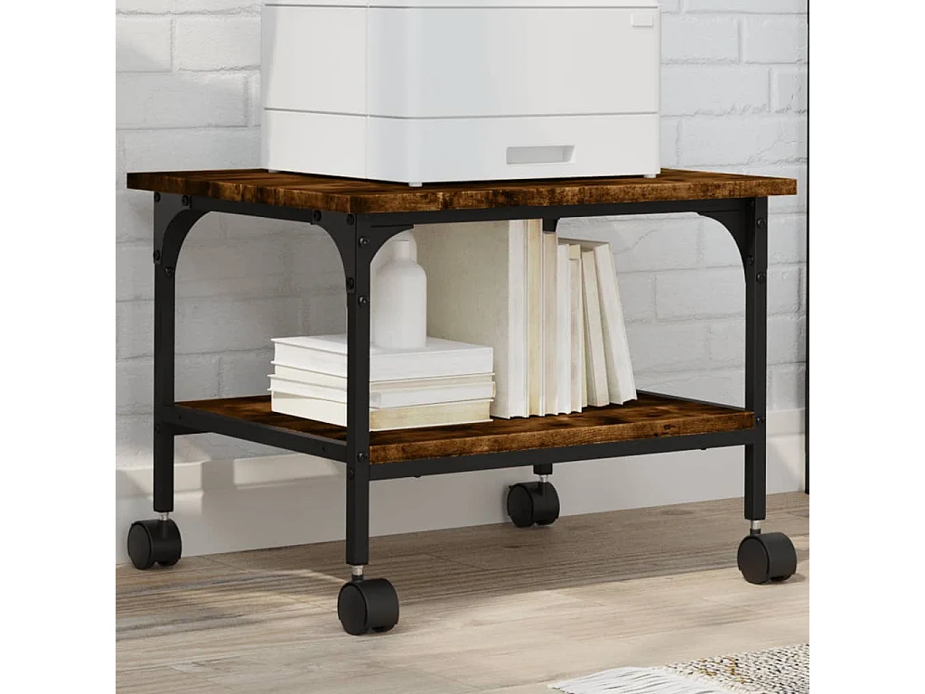 Supporto stampante a 2 livelli rovere fumé 50x40x38 cm