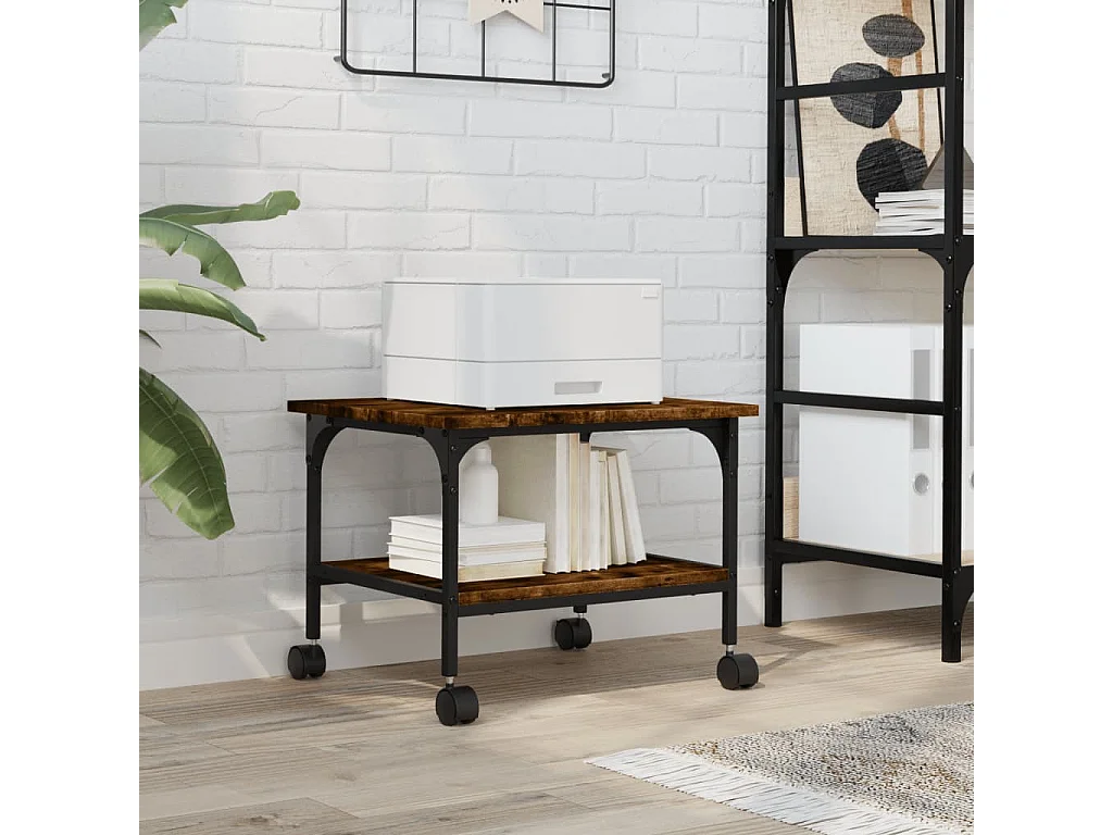 Supporto stampante a 2 livelli rovere fumé 50x40x38 cm