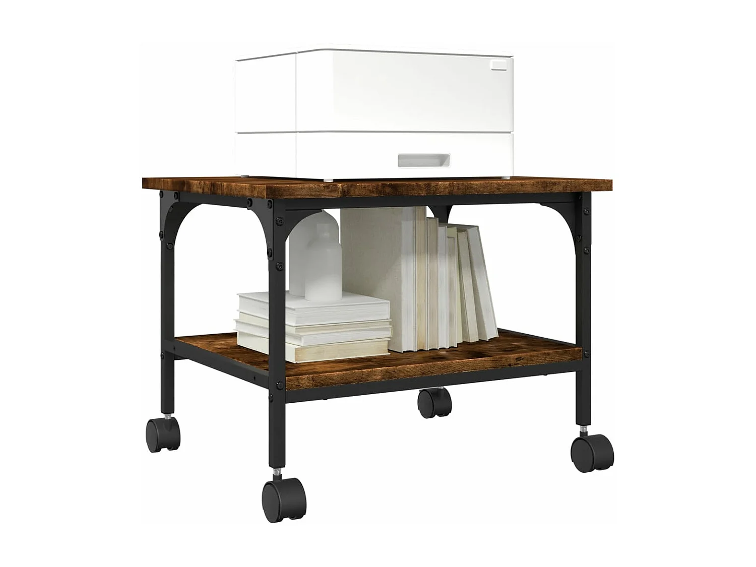 Supporto stampante a 2 livelli rovere fumé 50x40x38 cm