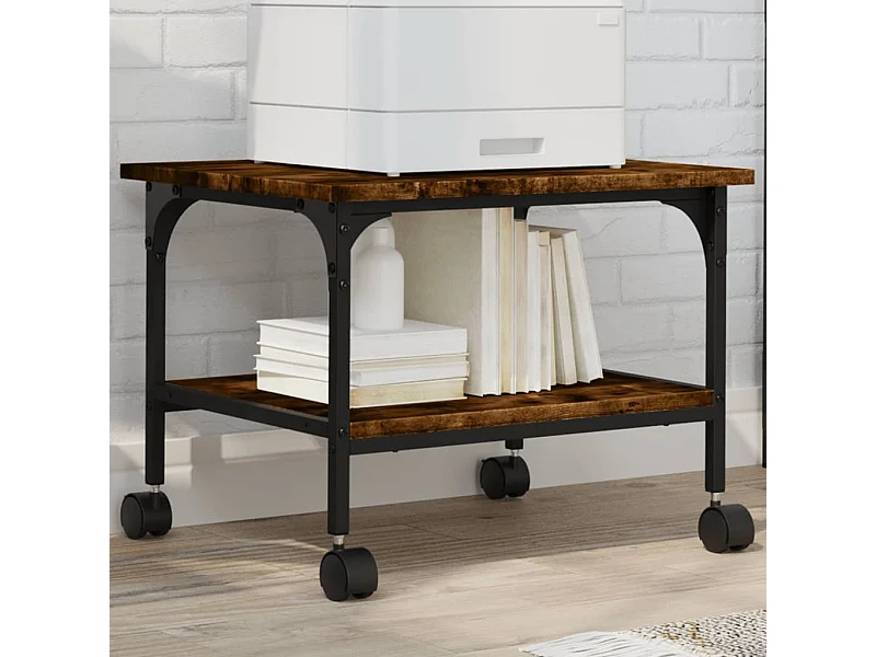 Supporto stampante a 2 livelli rovere fumé 50x40x38 cm