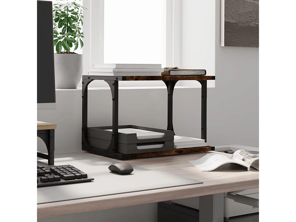 Supporto stampante 2 livelli rovere fumé 41x28x33,5 cm