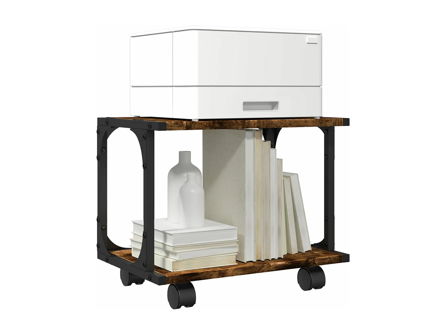 Supporto stampante 2 livelli rovere fumé 41x28x33,5 cm