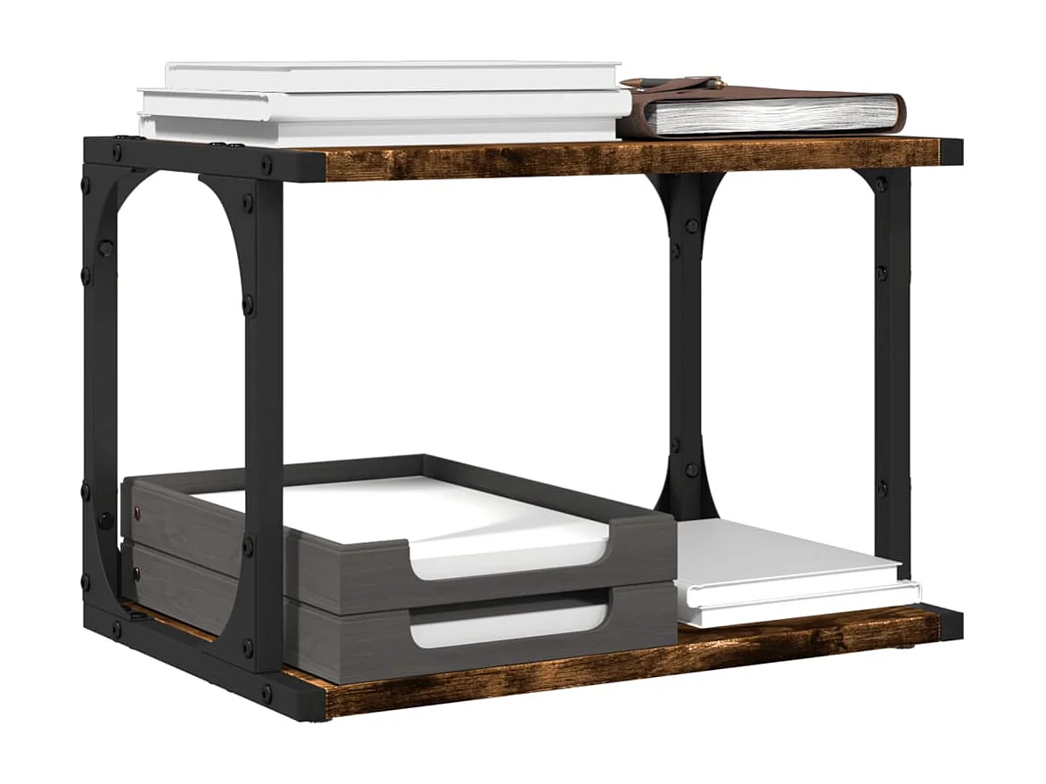 Supporto stampante 2 livelli rovere fumé 41x28x33,5 cm