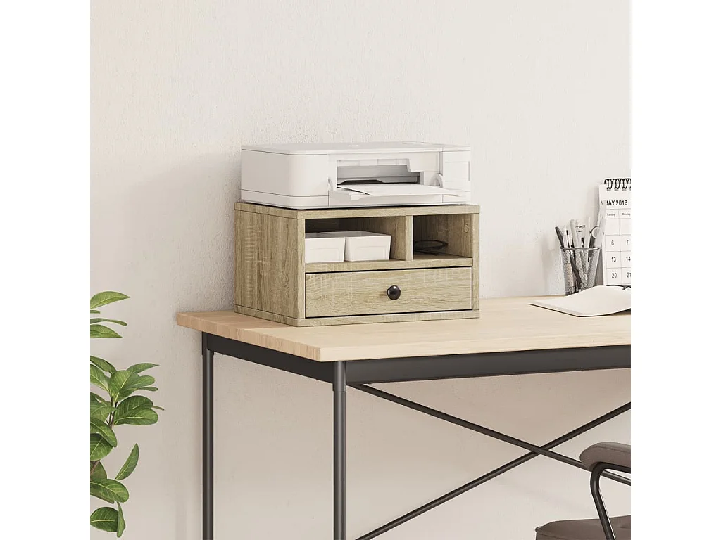 Soporte para impresora roble Sonoma 40x32x22,5 cm madera contrachapada