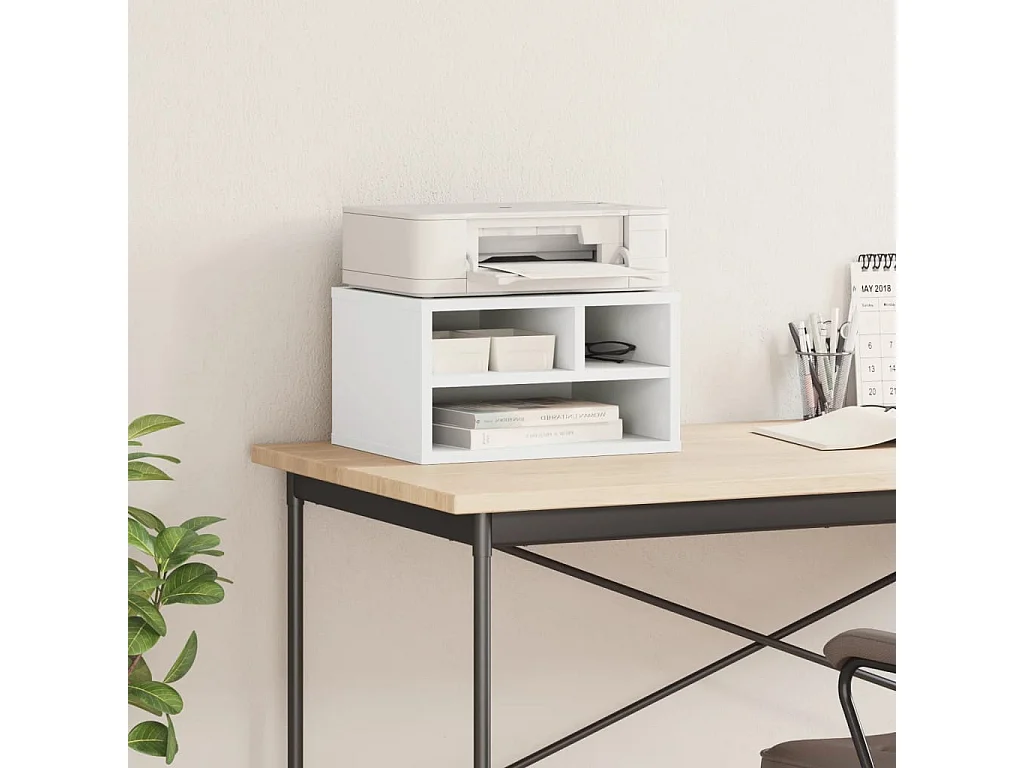 Witte printersteun 40x32x22,5 cm samengesteld hout