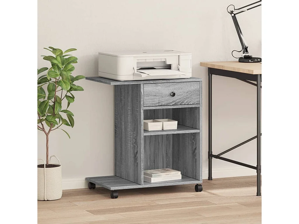 Soporte para impresora con ruedas sonoma gris 60x40x68,5 cm
