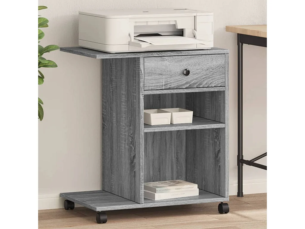 Support d'imprimante avec roulettes sonoma gris 60x40x68,5 cm