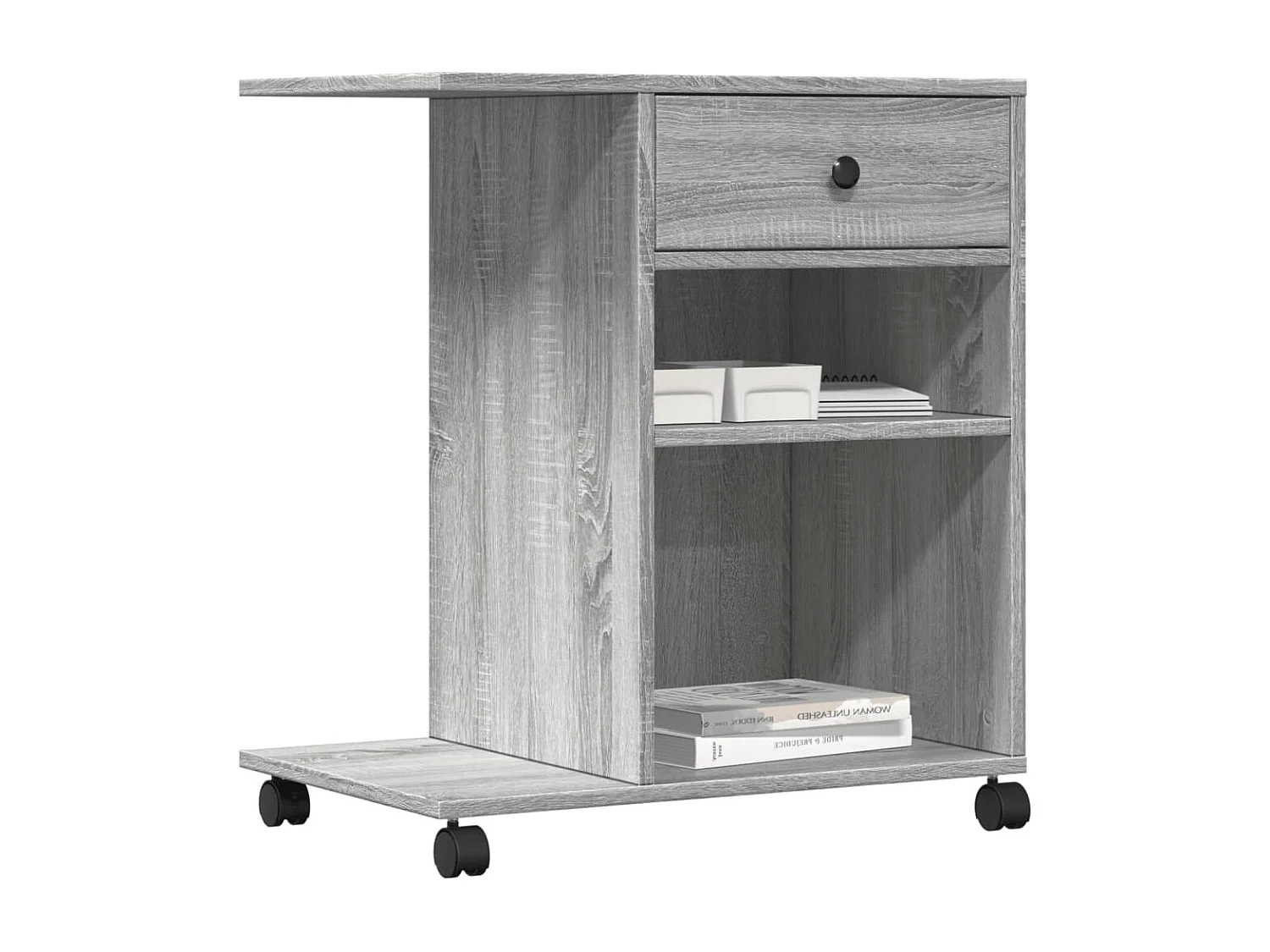 Support d'imprimante avec roulettes sonoma gris 60x40x68,5 cm