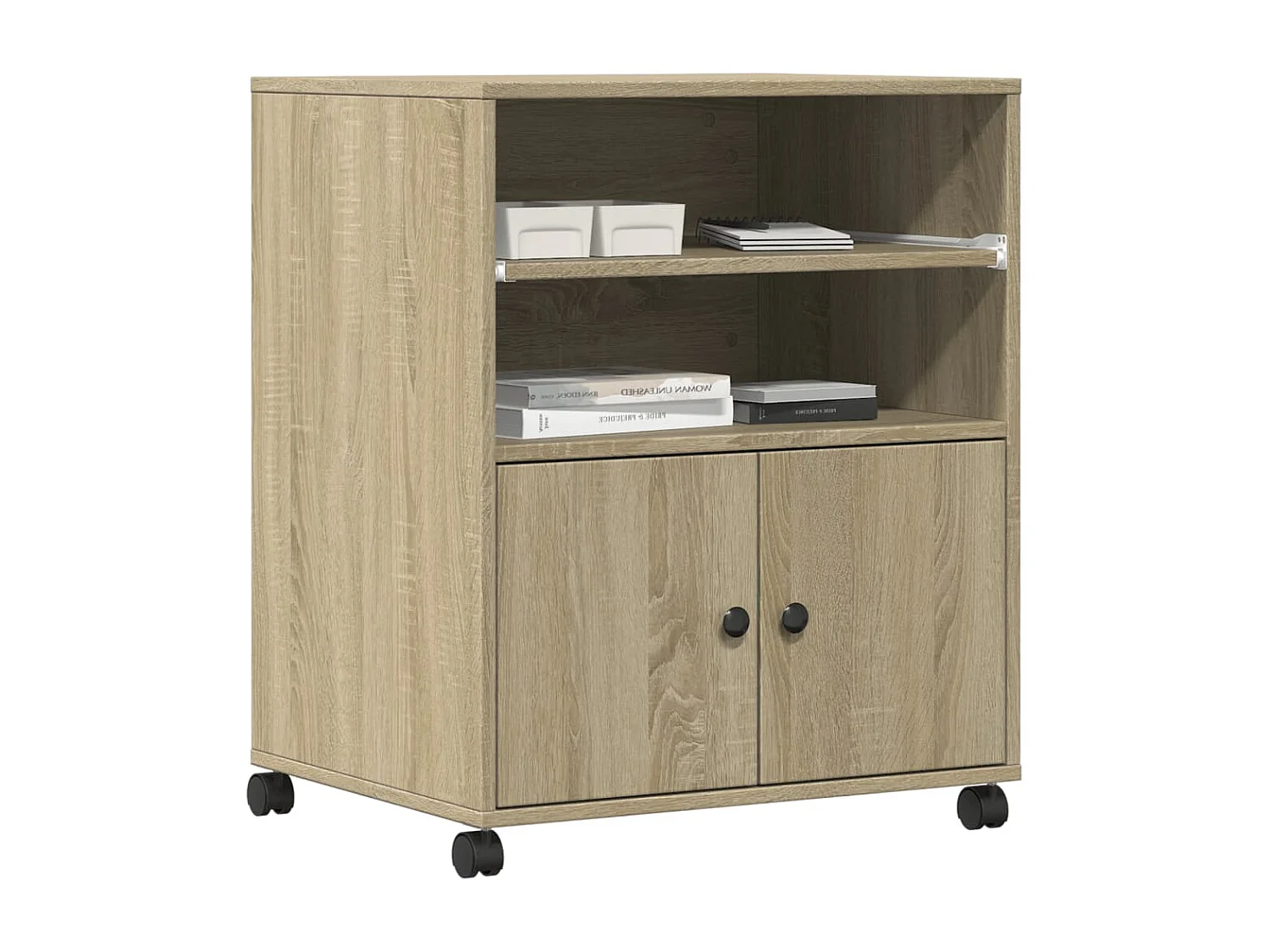 Support d'imprimante avec roulettes chêne sonoma 60x48x74 cm