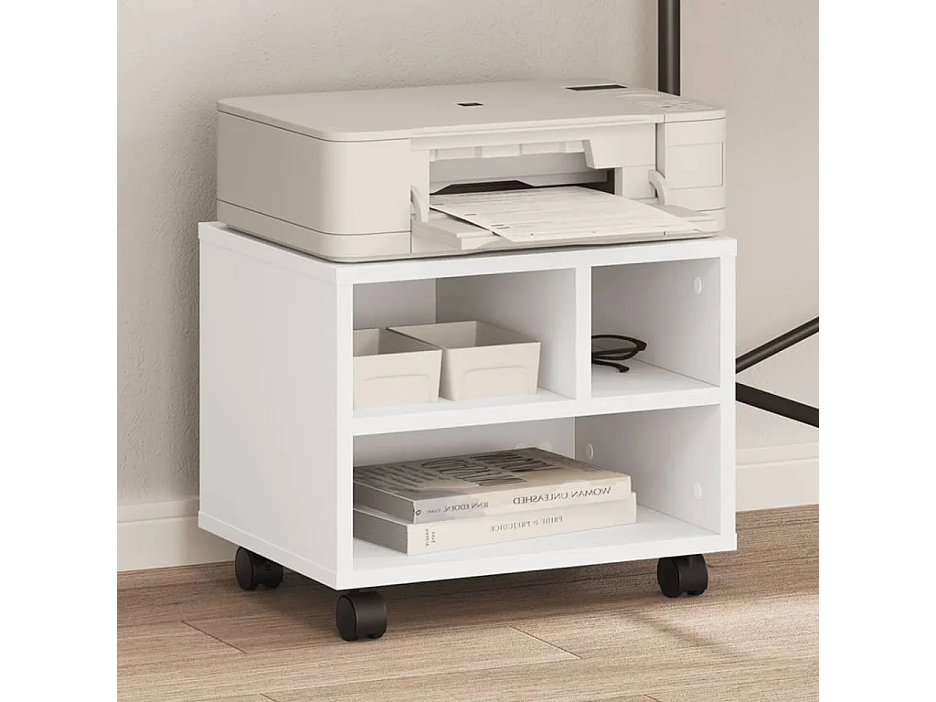 Soporte para impresora con ruedas blanco 41x32x34,5 cm