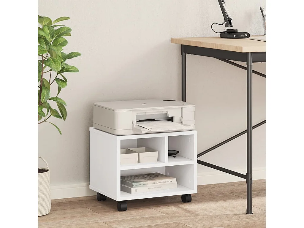 Soporte para impresora con ruedas blanco 41x32x34,5 cm