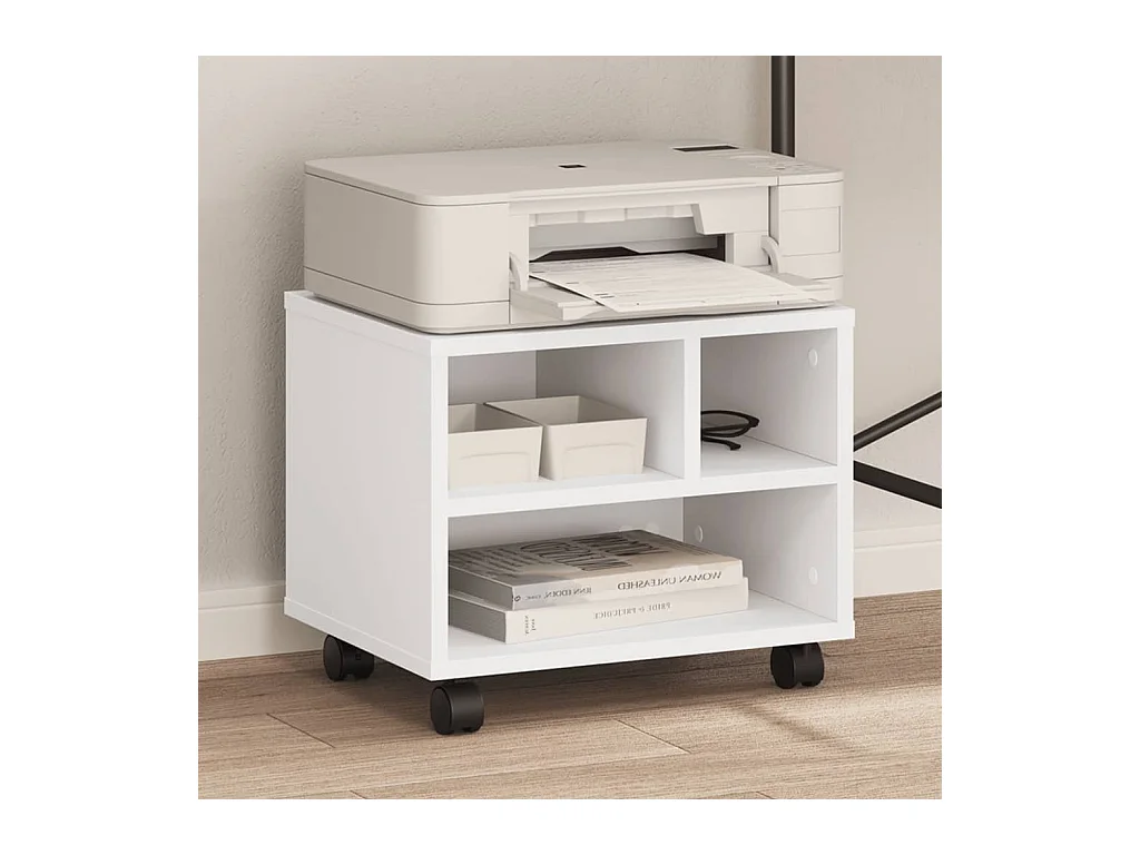 Support d'imprimante avec roulettes blanc 41x32x34,5 cm